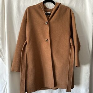 Zara kids wool coat with hood and tie